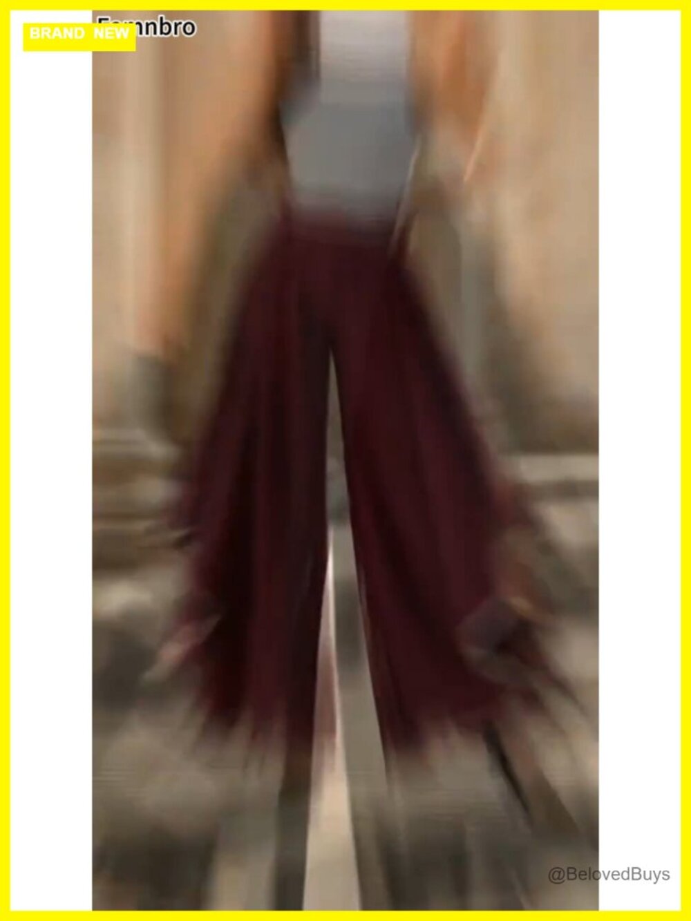 Chiffon Flowy Wide Leg Dress Pants Gold Trim High Waisted Business Trousers - Picture 6 of 6